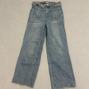 OAT New York Wide Leg Jeans High Rise Denim Stretch Blue Womens Size 10/30